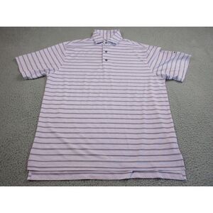 FootJoy Polo Shirt Mens Large Purple Stripes Lightweight‎ Logo Golf Stretch